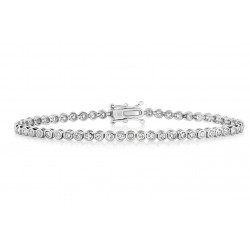 1.80ct Rubover Set Diamond Tennis Bracelet In 18ct White Gold